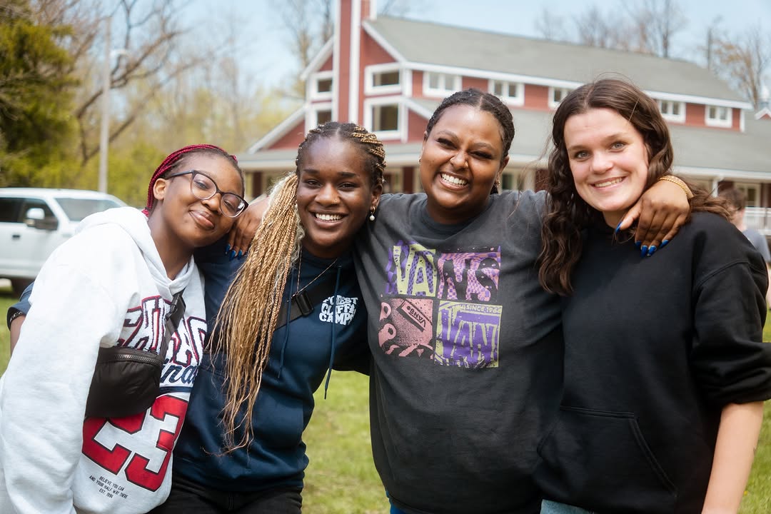 Camp friends smiling together